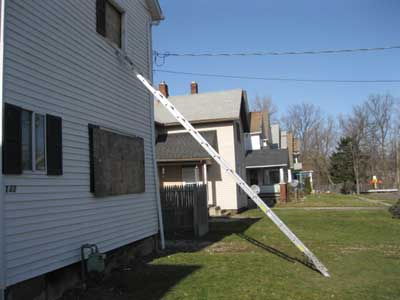 (1) Placing the ladder at an angle that is lower than usual may make it easier for two firefighters to remove the victim. It will also make it easier for firefighters to bail out of the window if conditions should change rapidly. (Photos by author.)