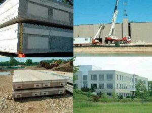 Precast concrete walls and firefighters