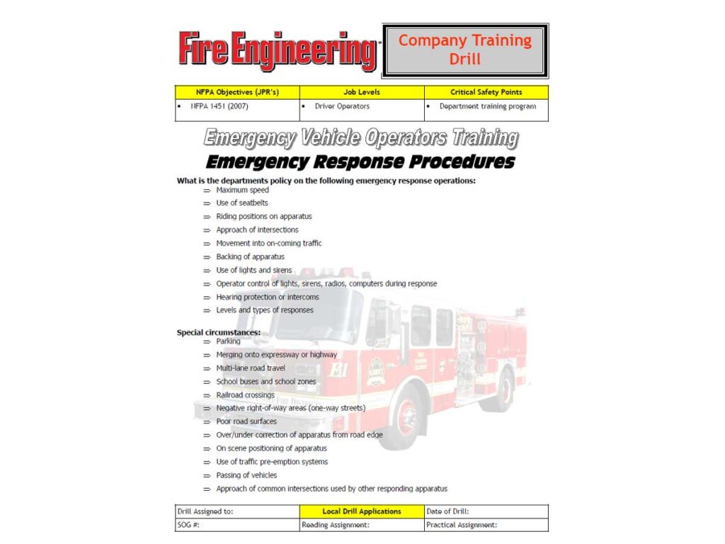 Emergency response procedures drill