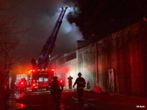 Indianapolis firefighters work at commercial fire