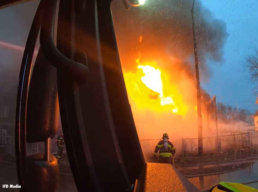 IFD firefighters attack a fire in February 2021