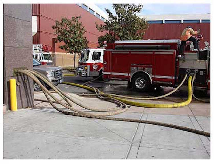 Fire engine pumping lines