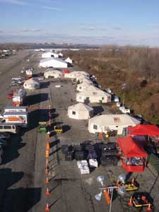 An aerial shot of the FDNY IMT incident command post at Floyd Bennett Field. (Photo by FDNY IMT PIO Walter Kowalski.)