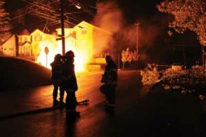 Firefighters during Hurricane Sandy