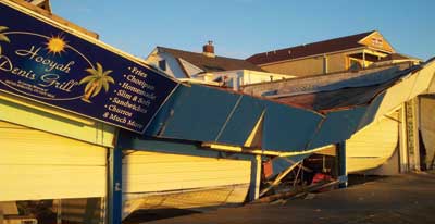 (6) An example of wave damage on the Seaside Heights boardwalk.