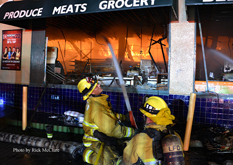 Firefighters Fight Los Angeles (CA) Market Fire