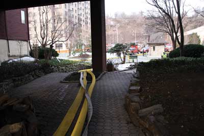 (5) The pathway leading to the inside of the horseshoe was used to establish two five-inch water supplies. Later, the water supplies were established at the cliffs, way in the background, from where the water was relayed. (Photo by Ron Jeffers.)