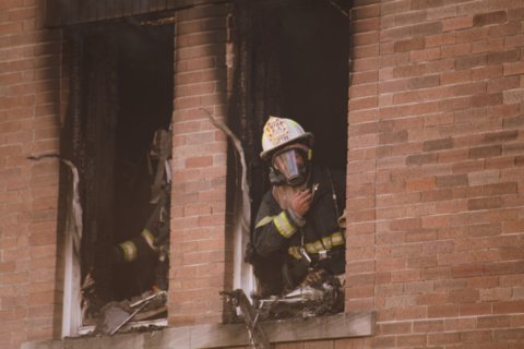 NJ Firefighters Extinguish Apartment Fire. Photo by Tony Greco.