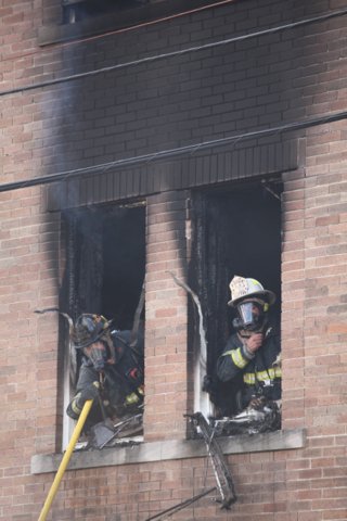 NJ Firefighters Extinguish Apartment Fire. Photo by Tony Greco.