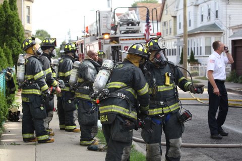 NJ Firefighters Extinguish Apartment Fire. Photo by Tony Greco.