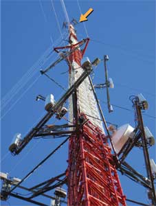 The size-up perspective of the tower from the ground.