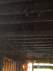 (16) Wires from a flex duct that have burned away, creating a significant entrapment threat to firefighters. 