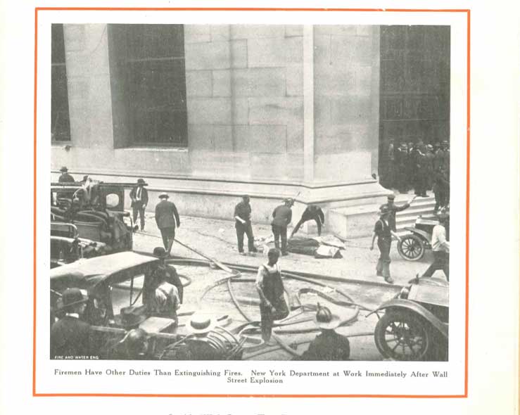 Firefighters respond to 1920 Wall Street bombing