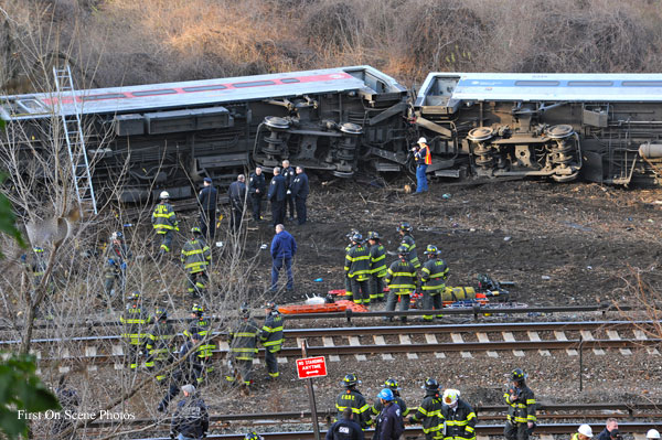 Photos of Bronx (NY) Train Derailment