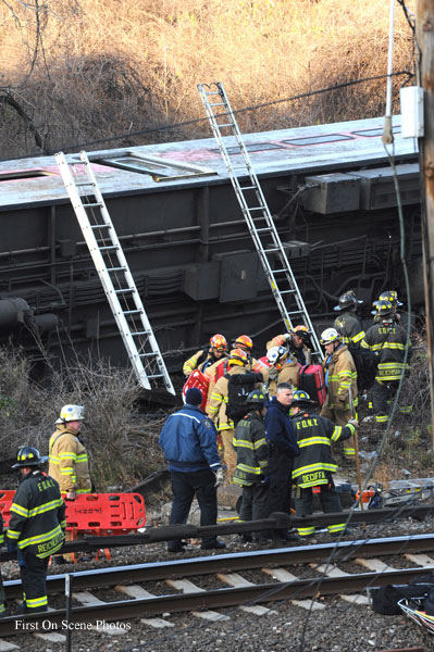 Photos of Bronx (NY) Train Derailment