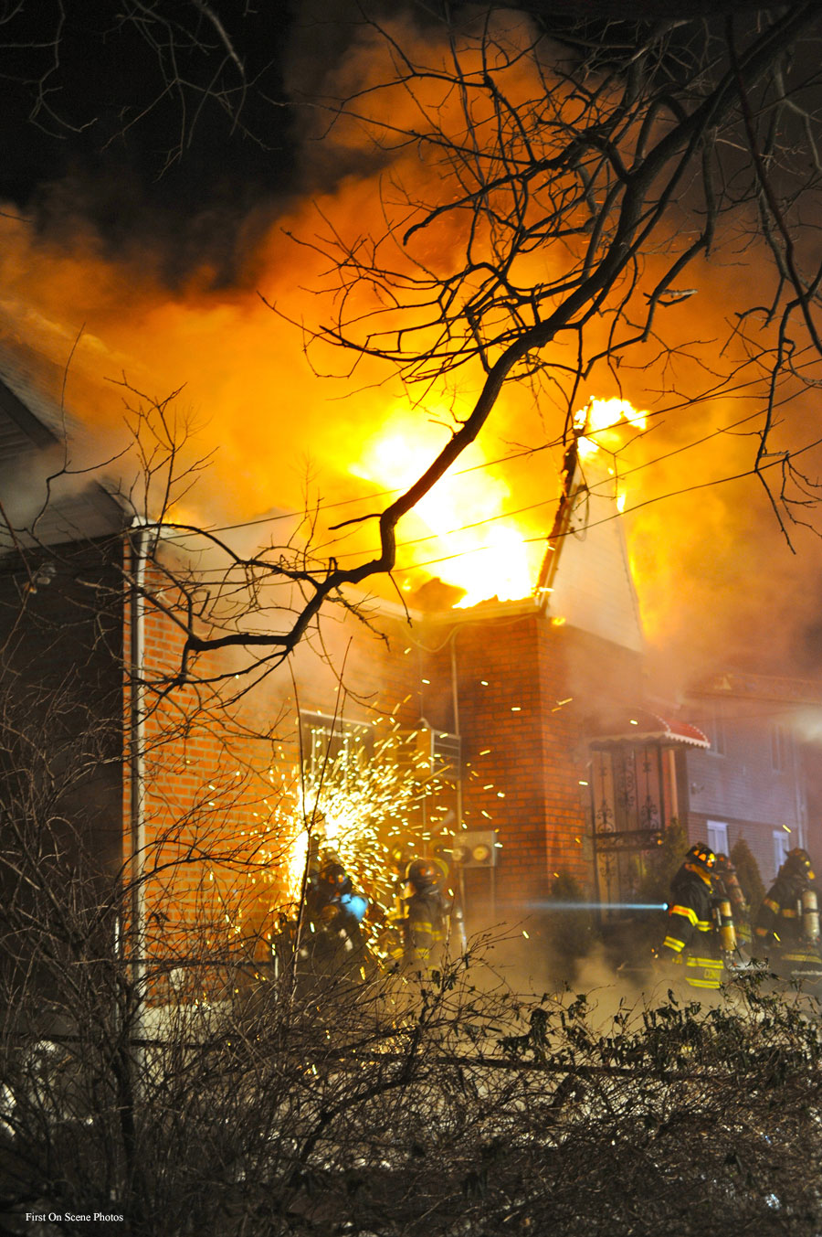 Firefighters Respond to Raging Floral Park (NY) House Fire