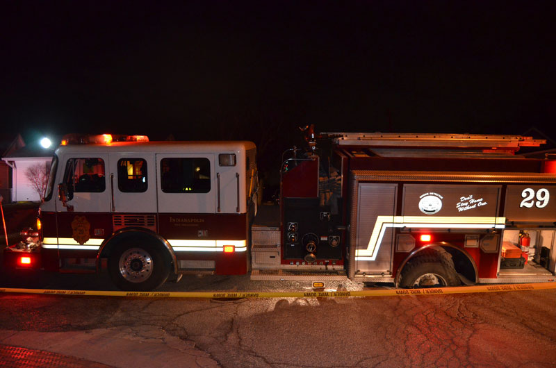 Indianapolis fire truck gets trapped in a sinkhole.