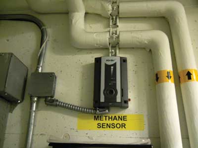 methane gas sensor inside a fireproof microturbine enclosure