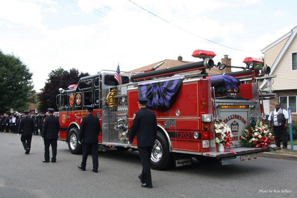 Rig at the funeral for firefighter John Barnas.