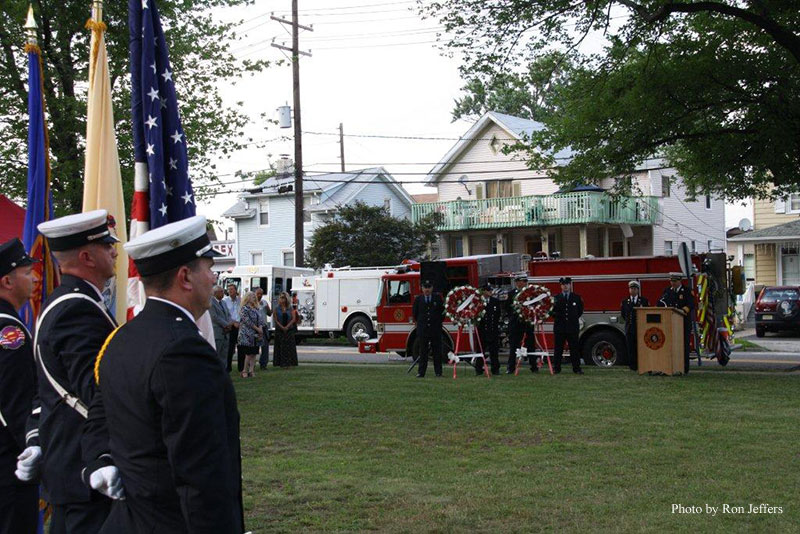 A fire apparatus at the memorial ceremony.