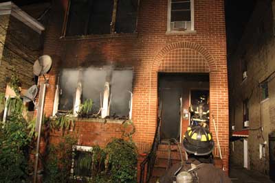 first floor was accessed by the door on the left; the second was accessed by the door on the right