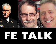 Bobby Halton discusses smoke toxicity with Rob Schnepp, Peter McBride, and Allen Rom of Fire-Dex.