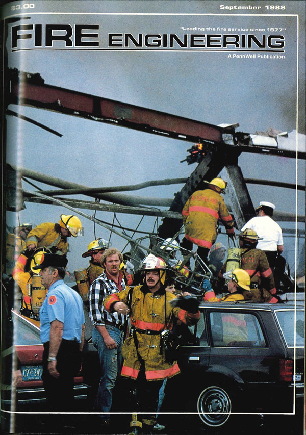 September 1988 cover of Fire Engineering: The Hackensack Ford fire