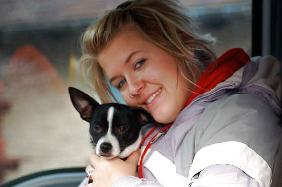 Lindsey O'Brien Kesling and her dog, Chillbe