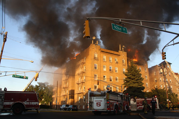 A multiple dwelling fire on the North Hudson/Bergen County border.