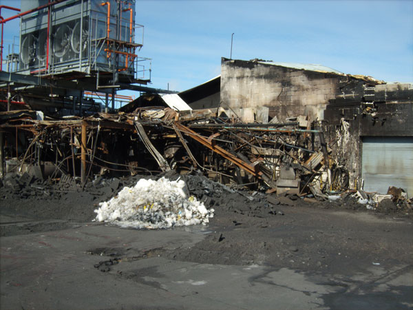 Building Construction: A view of a food-processing plant in early 2013 after a fire destroyed more than half of the processing areas.