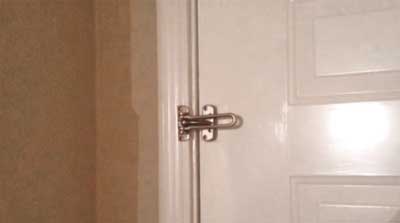 (1) The swing arm security latch is commonly found on the inside of private residential and hotel room doors. (<i>Photos by Stephanie Coker Allen</i>.)