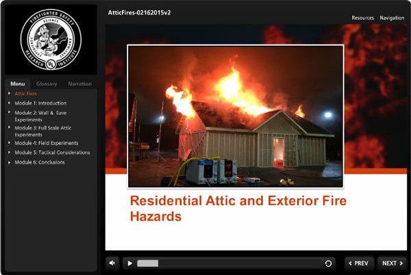 Fire Dynamics: A screenshot from the new UL Residential Attic and Exterior Fire Hazards online course