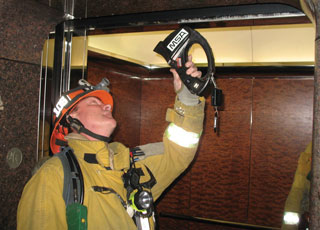 (5) <i>Always</i> check the shaft for smoke, fire, and water prior to elevator use.