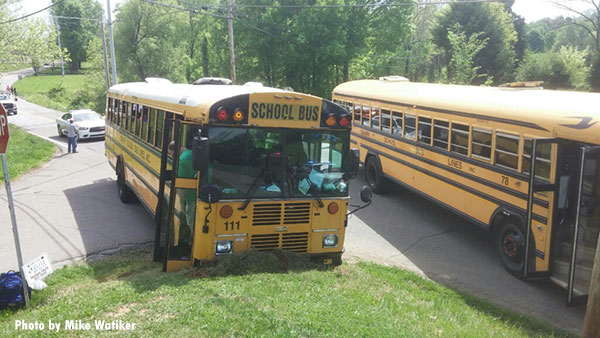 Extrication: A school bus involved in a crash in Tennessee.