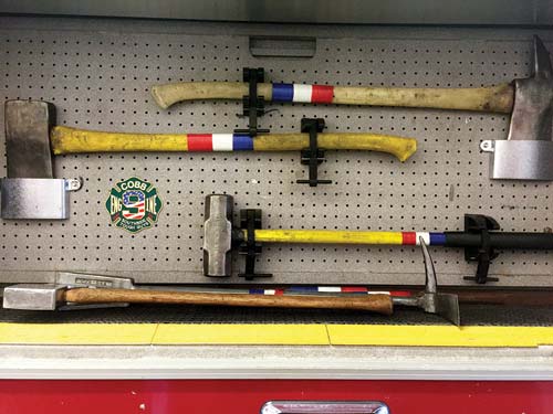 (4) Firefighters across the country carry a variety of tools. However, the same rule applies: All firefighters show up with tools in their hands.