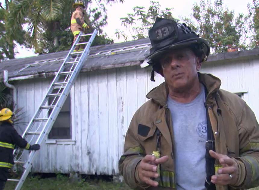 Ric Jorge on firefighters working on the roof