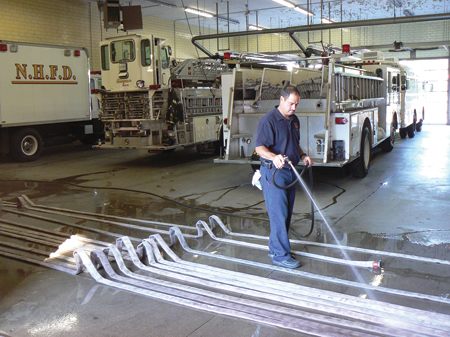 (1) New firefighters must be taught the importance of keeping their station clean and organized and their equipment in good working condition. (Photo by Frank Ricci.)