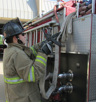 A third loop is added to allow the firefighter to locate the nozzle before pulling the strategically placed loops.