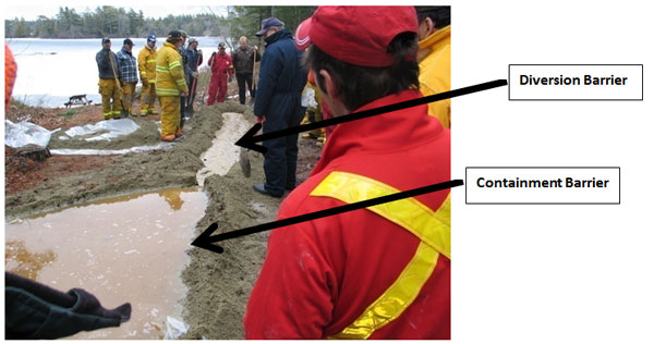 Hazmat: A containment barrier stops the movement of the product while a diversion barrier controls where the product flows.