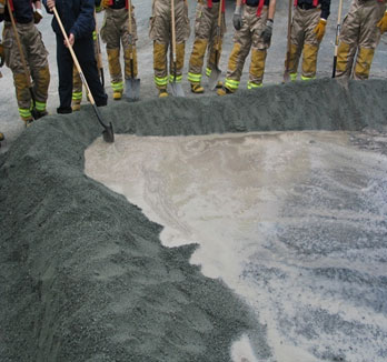 Hazmat: Keep the barrier between you and the spill. 