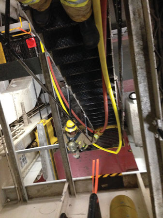 A vessel’s stairs can be extremely steep, and the open railings and stair treads can quickly entangle hoselines and render them useless. Advancing shipboard hoselines must be done right the first time and every time.