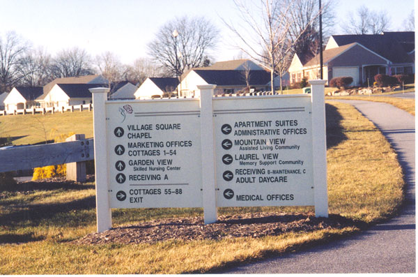 Photo 1: Sign of a CCRC illustrates the various services based upon health condition.