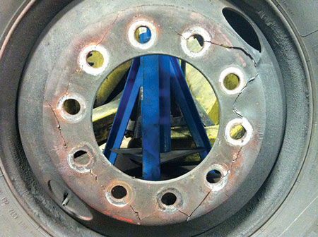 (8) This wheel shows serious and dangerous cracking.