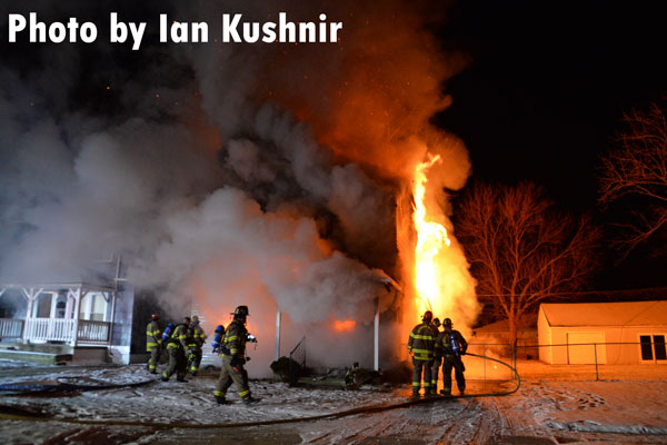 Fire vents from a house in Dearborn Heights, Michigan.