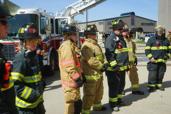 Firefighters on the training ground.