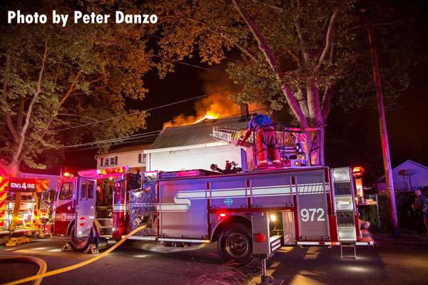 Firefighters respond to a house fire in Fair Lawn, New Jersey.