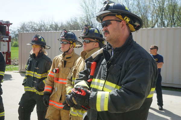 Firefighters on the training ground.