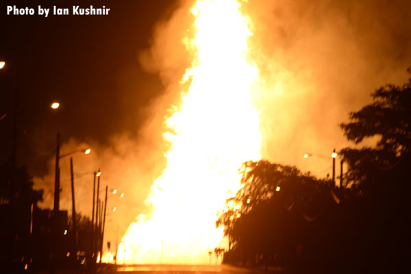 A massive gas explosion in Melvindale, Michigan.