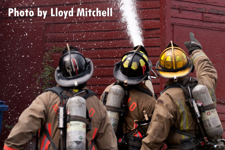 Firefighters battle a structure fire in Buffalo, New York.