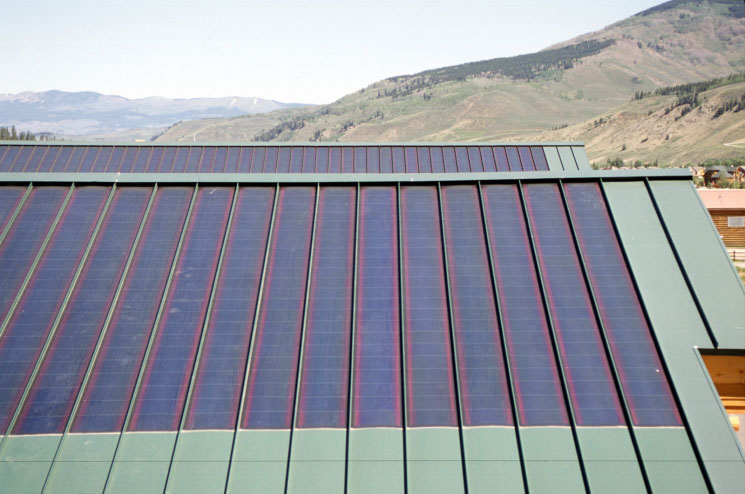 Solar panel installed into building